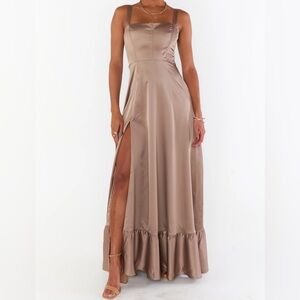 Show Me Your MuMu Clarissa Corset Dress Dune Luxe Satin Women’s Sz XS